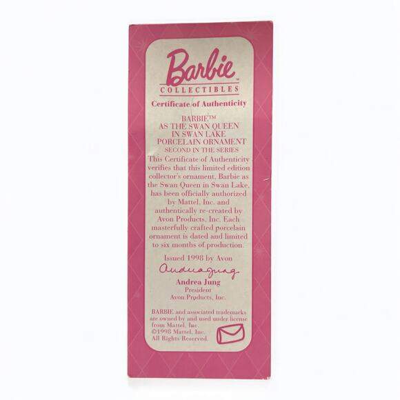 Barbie The Swan Queen In Swan Lake Porcelain Ornament In Box 1998 Avon - Picture 12 of 12